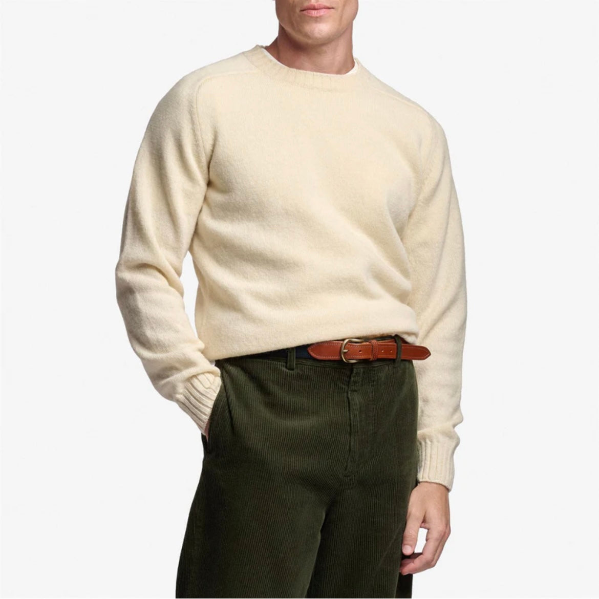 Maglione girocollo Sebago Gilead in lana beige chiaro
