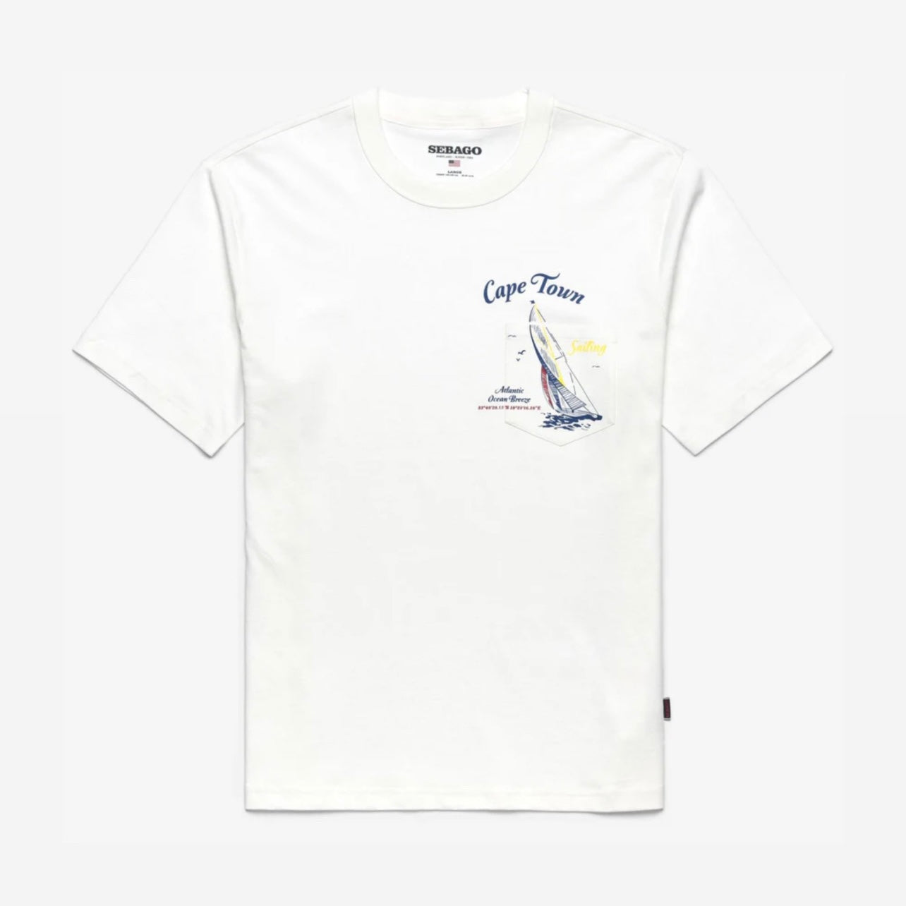T-shirt a maniche corte Sebago Regatta South Africa T in cotone bianco