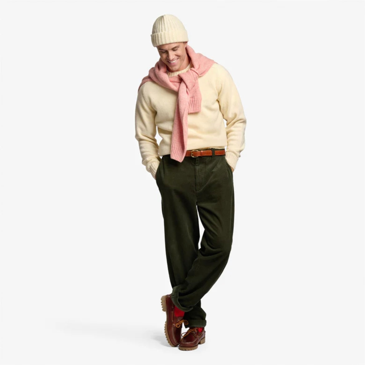 Maglione girocollo Sebago Gilead in lana beige chiaro