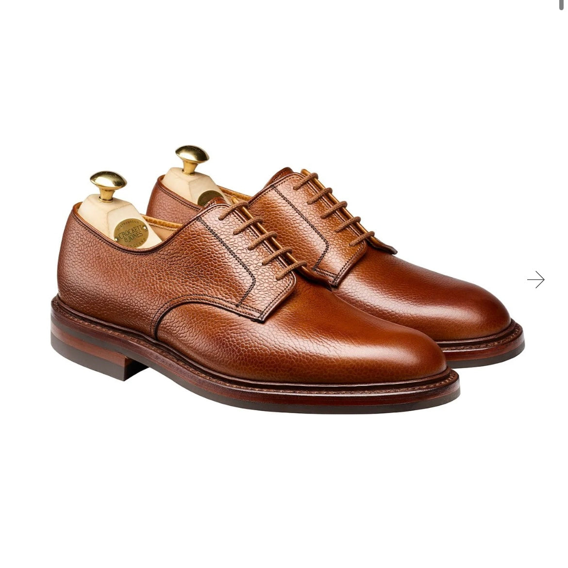 Stringata derby Crockett & Jones Grasmere in pelle martellata cuoio