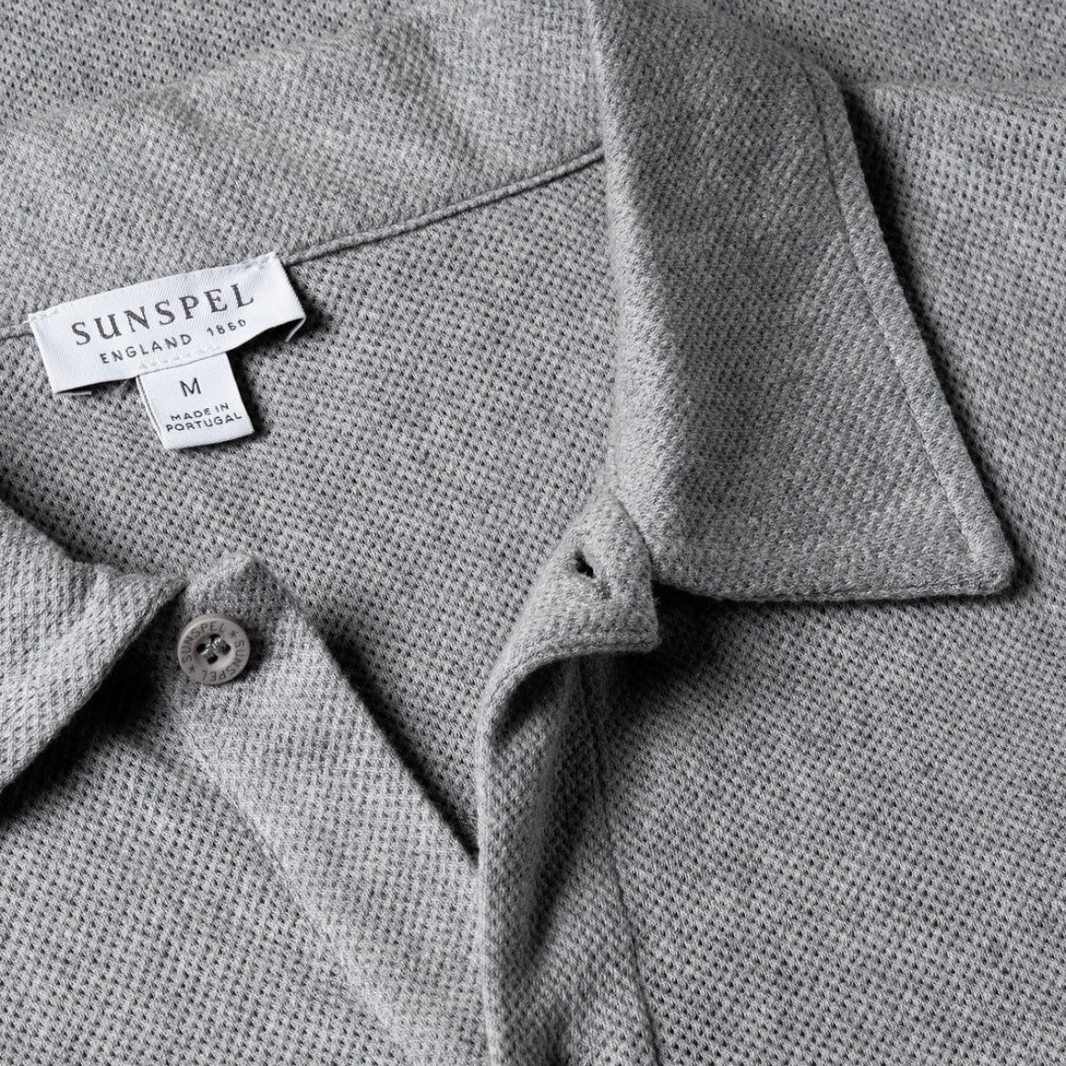 Polo a maniche corte Sunspel Riviera in cotone grigio