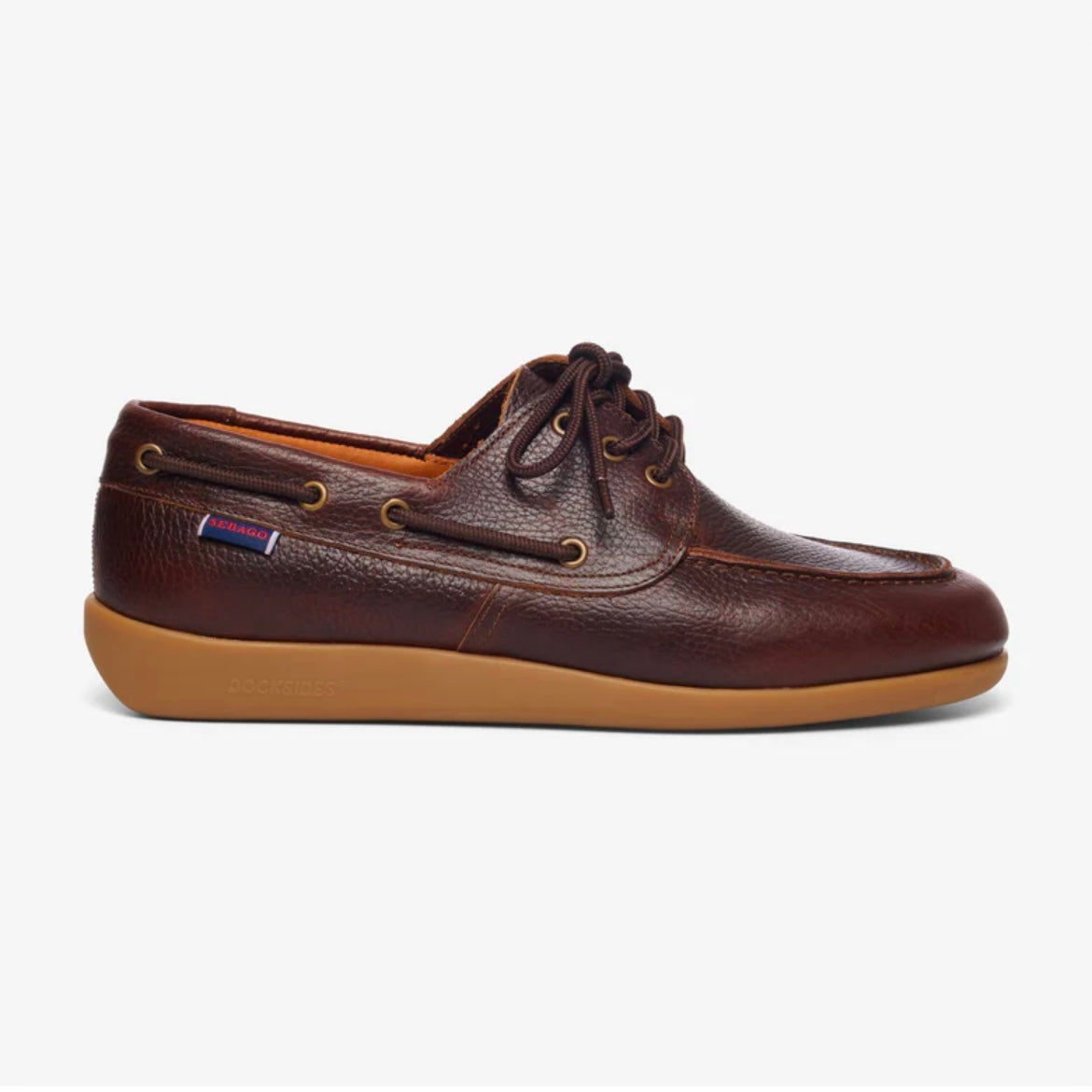Stringata derby Sebago Gary Jobson in pelle martellata marrone