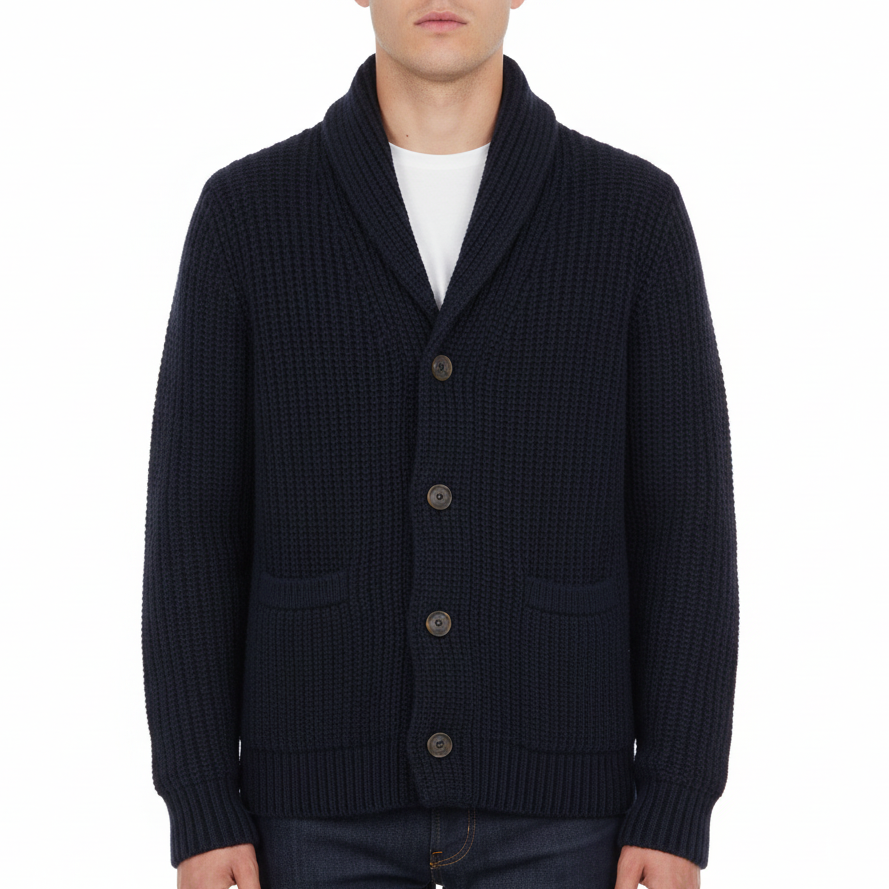 Sebago Bradford dark blue wool blend cardigan