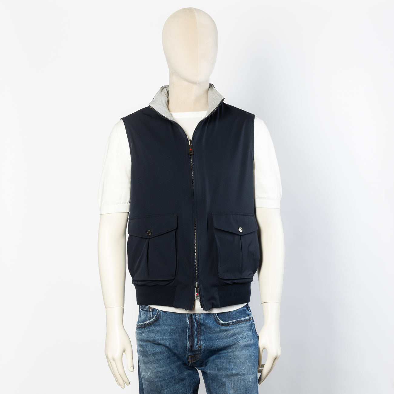 Gilet reversibile Kired in tessuto tecnico blu e grigio