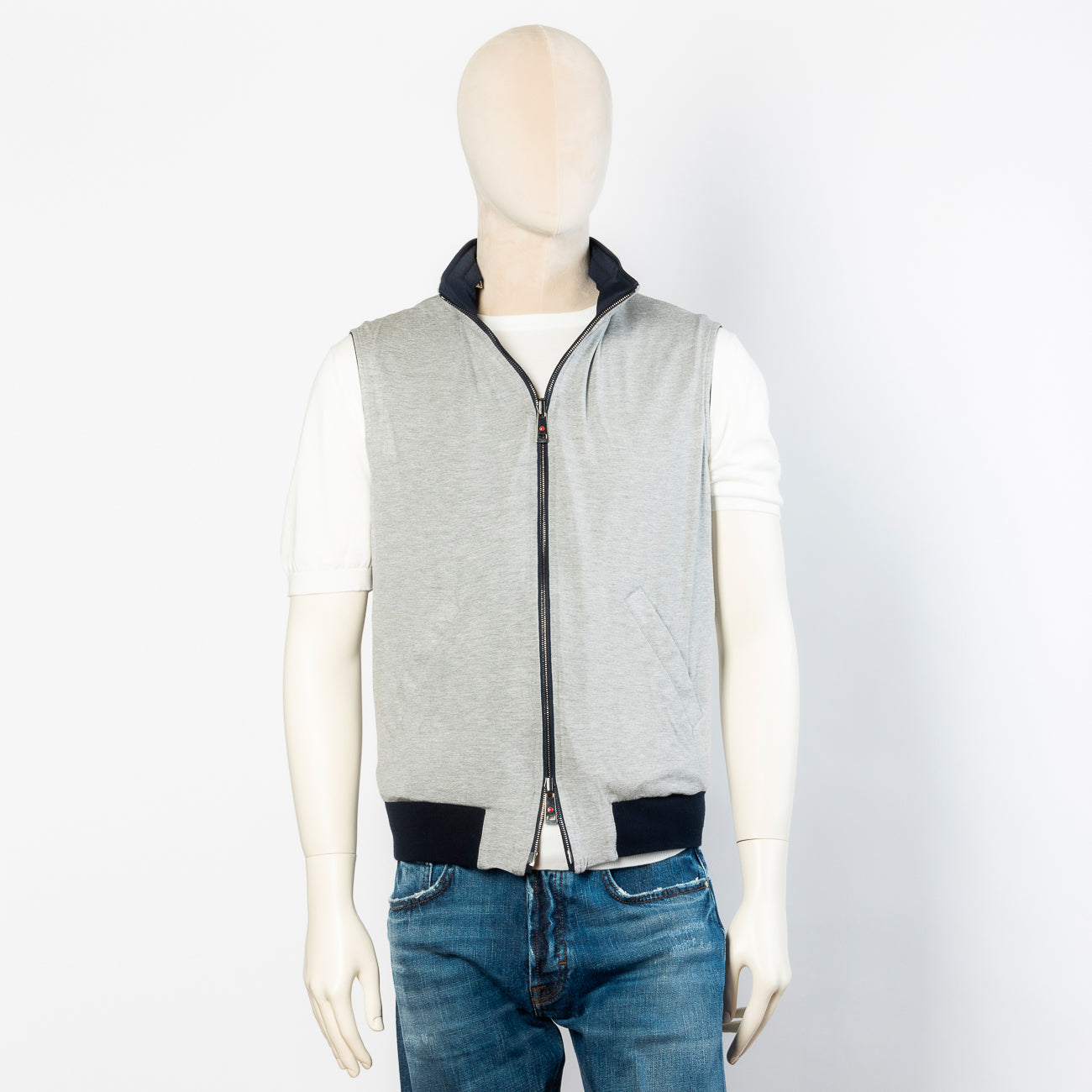 Gilet reversibile Kired in tessuto tecnico blu e grigio