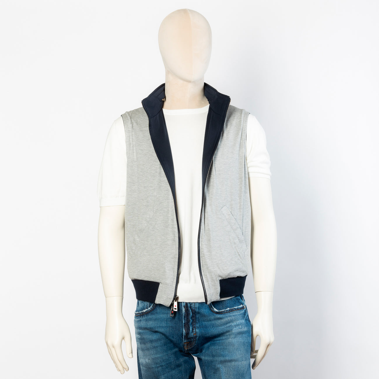 Gilet reversibile Kired in tessuto tecnico blu e grigio