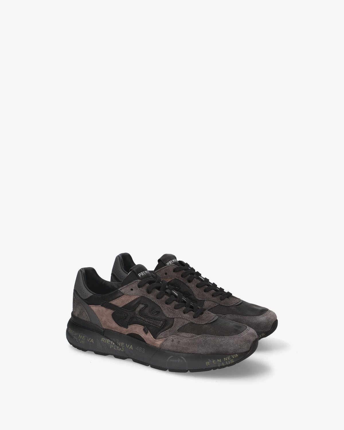 Sneaker Premiata Mick 0.1 in camoscio grigio e pelle nera