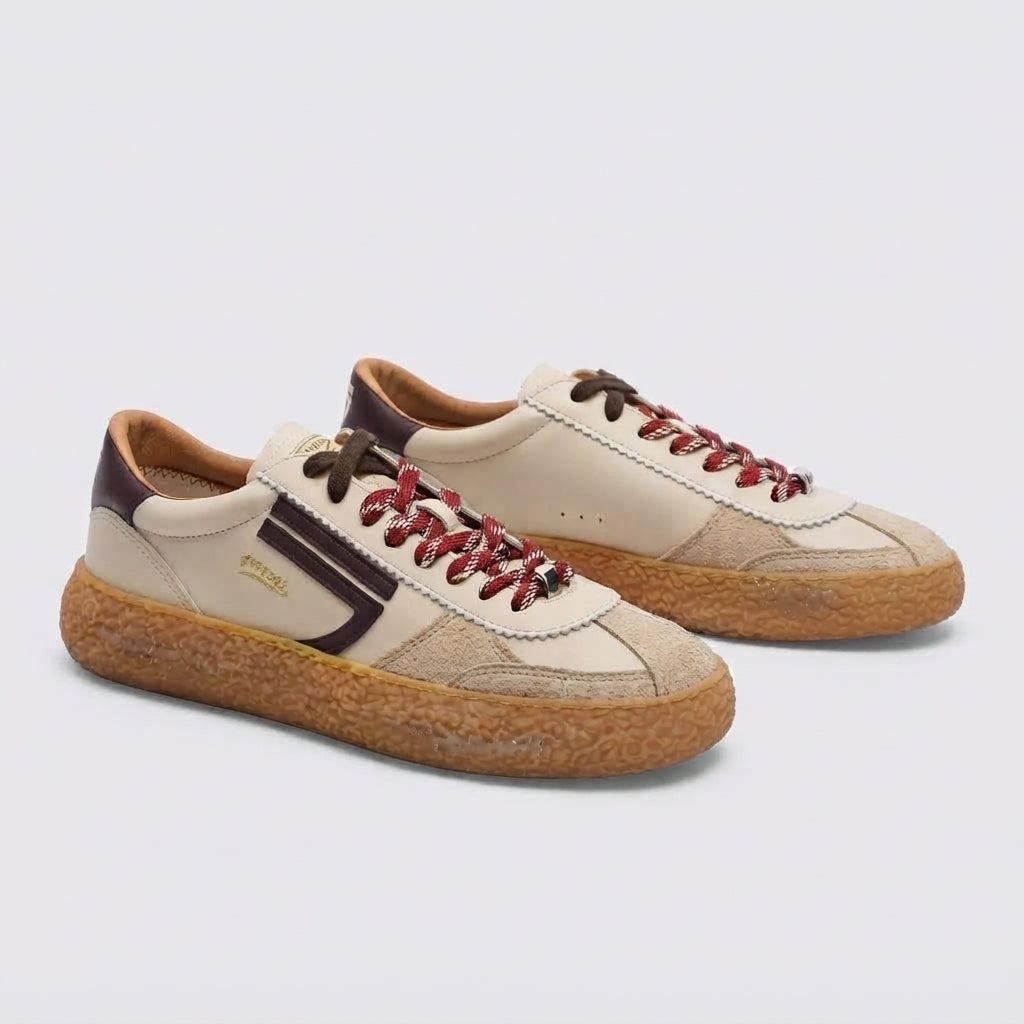 Sneaker eco-friendly Puraai Champagne in pelle e camoscio beige