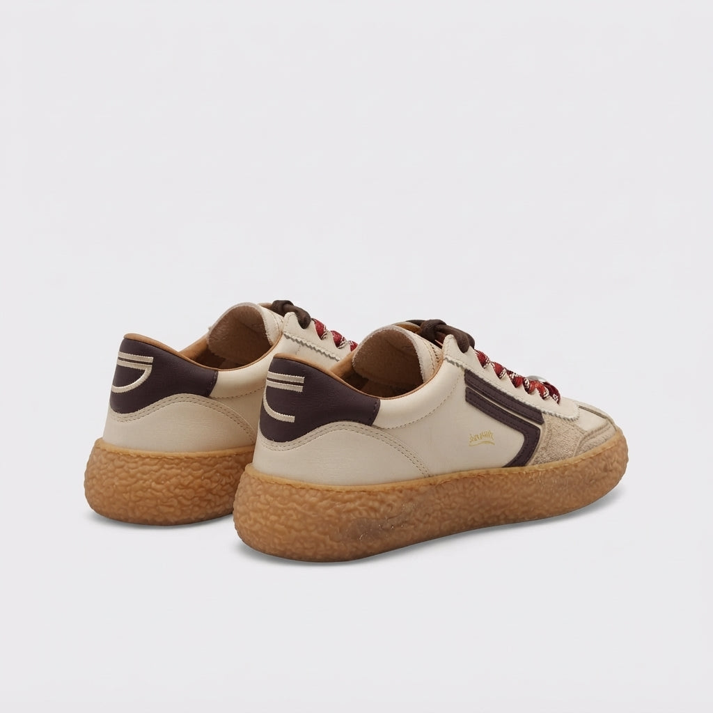 Sneaker eco-friendly Puraai Champagne in pelle e camoscio beige