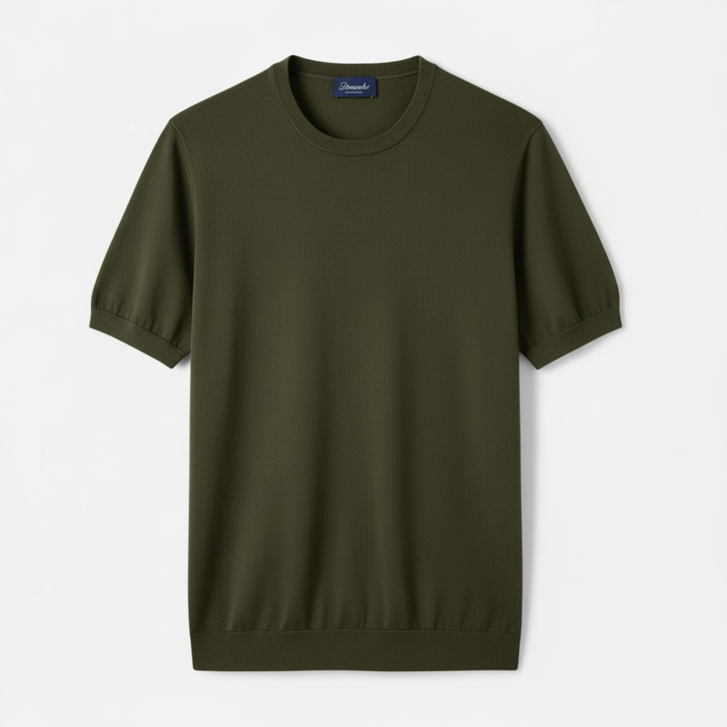 T-shirt girocollo Drumohr in cotone verde