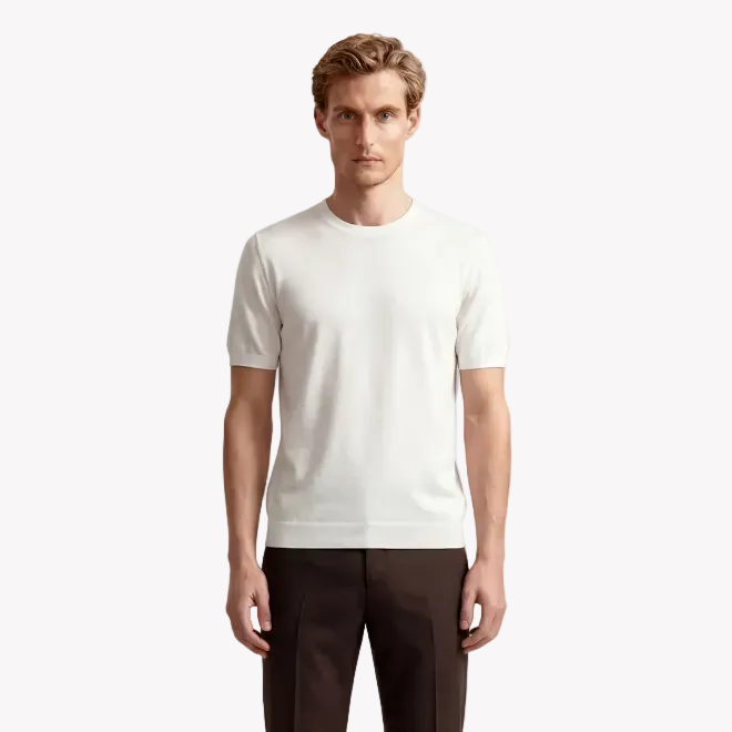 T-shirt girocollo Drumohr in cotone bianco
