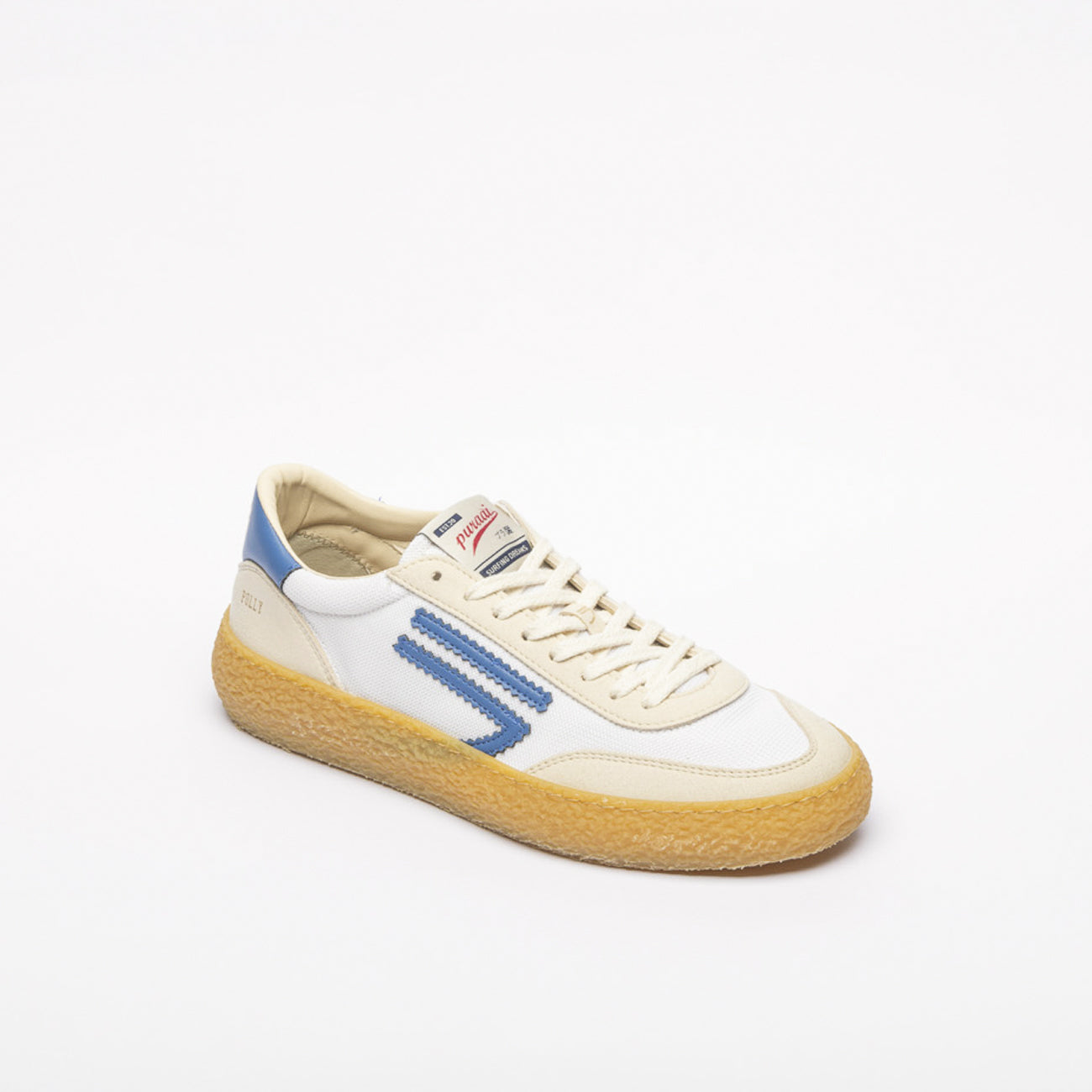 Sneaker eco-friendly Puraai Sky in tessuto bianco e logo azzurro