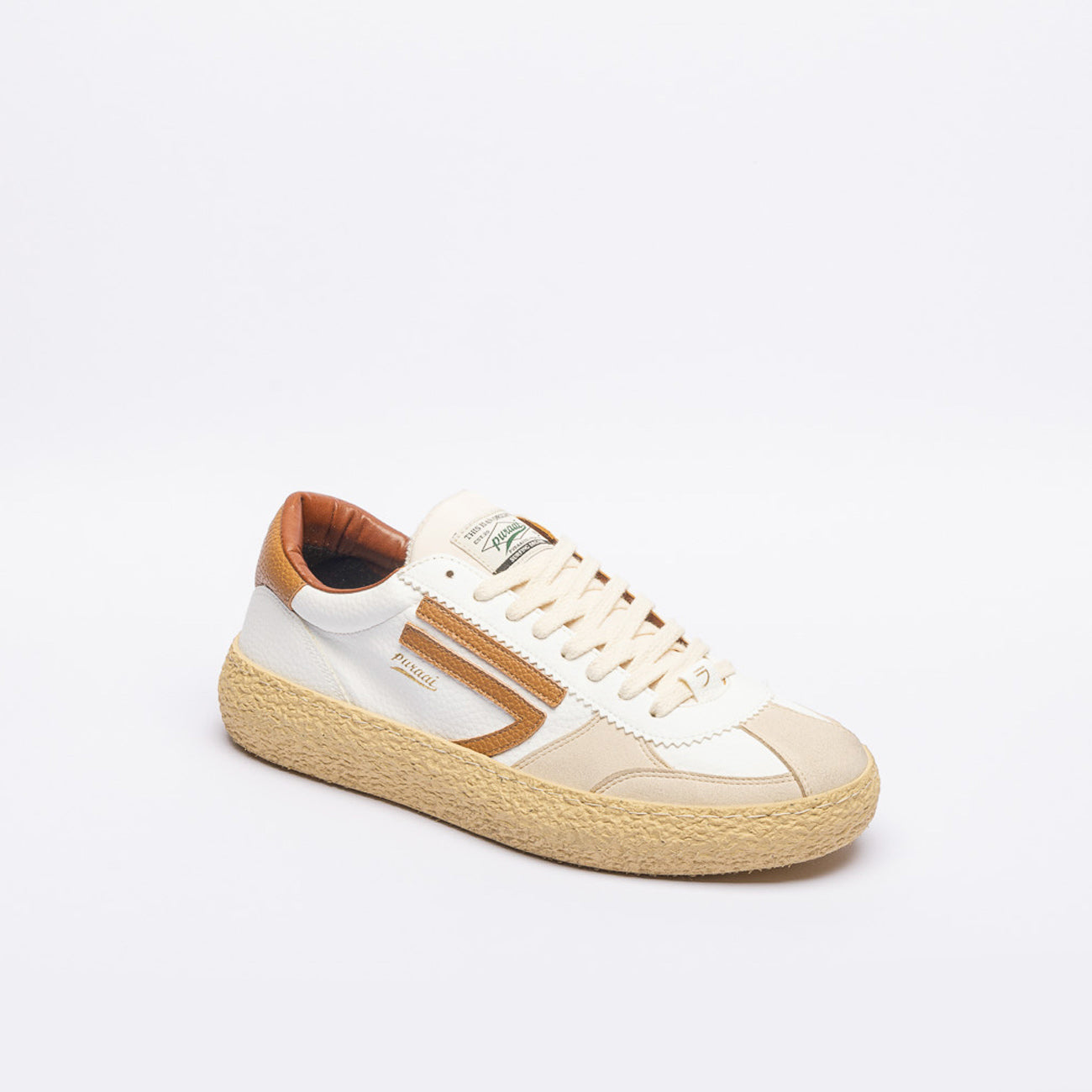 Sneaker eco-friendly Puraai Biscotto in pelle bianca