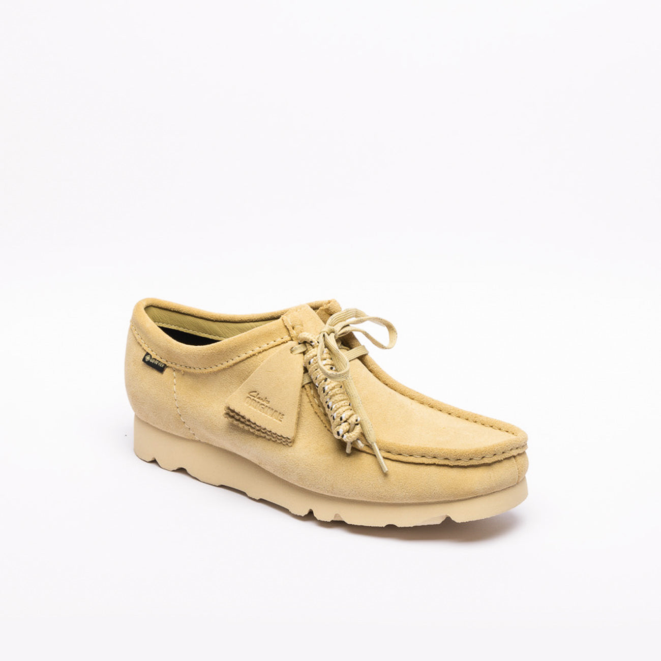 Stringata derby Clarks Wallabee GTX in camoscio beige