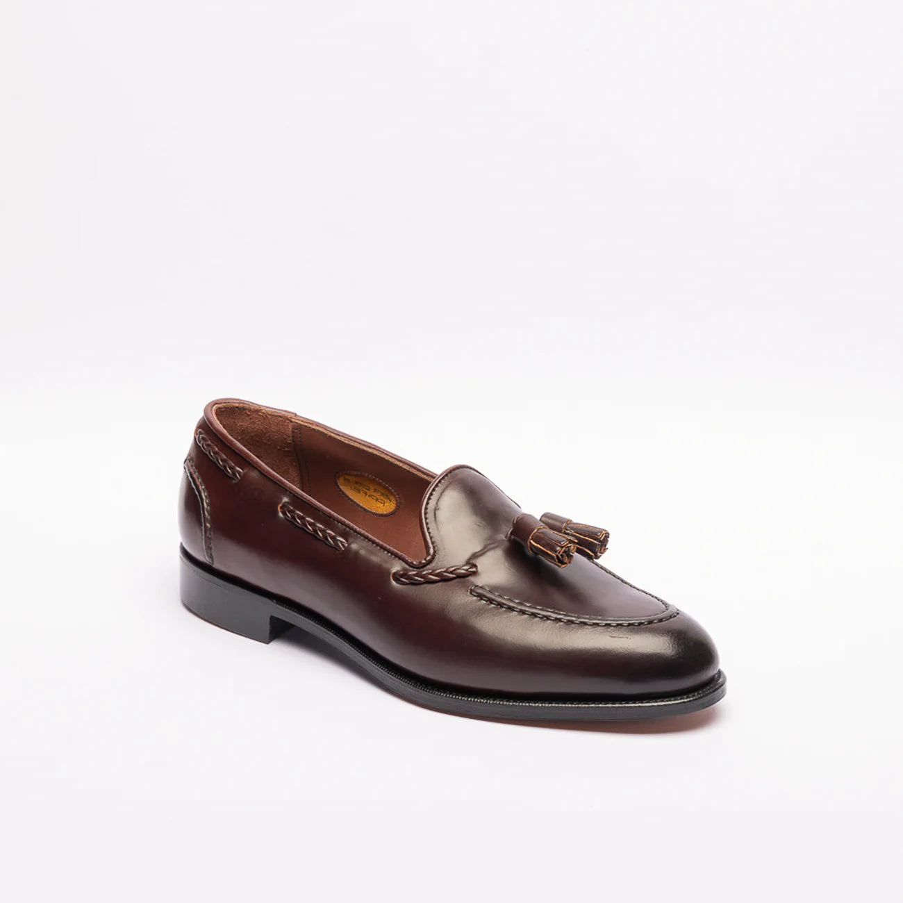 Mocassino con nappine Edward Green Belgravia in pelle di cavallo bordeaux