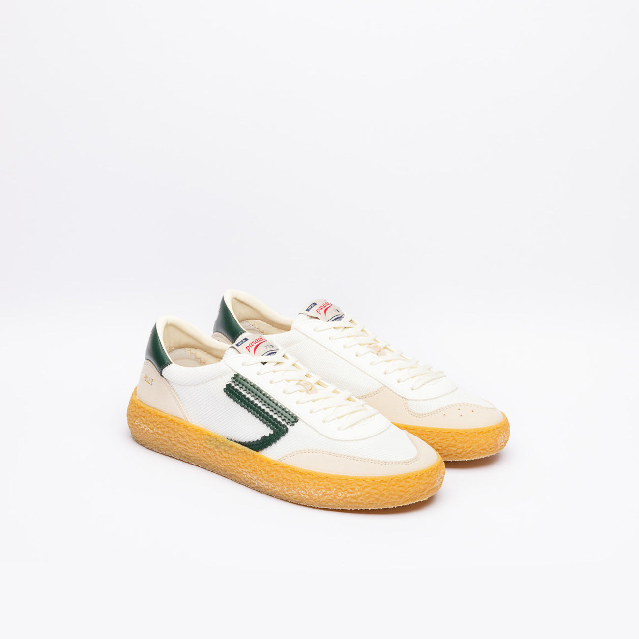 Puraai Evergreen eco-friendly sneaker in white fabric and green logo