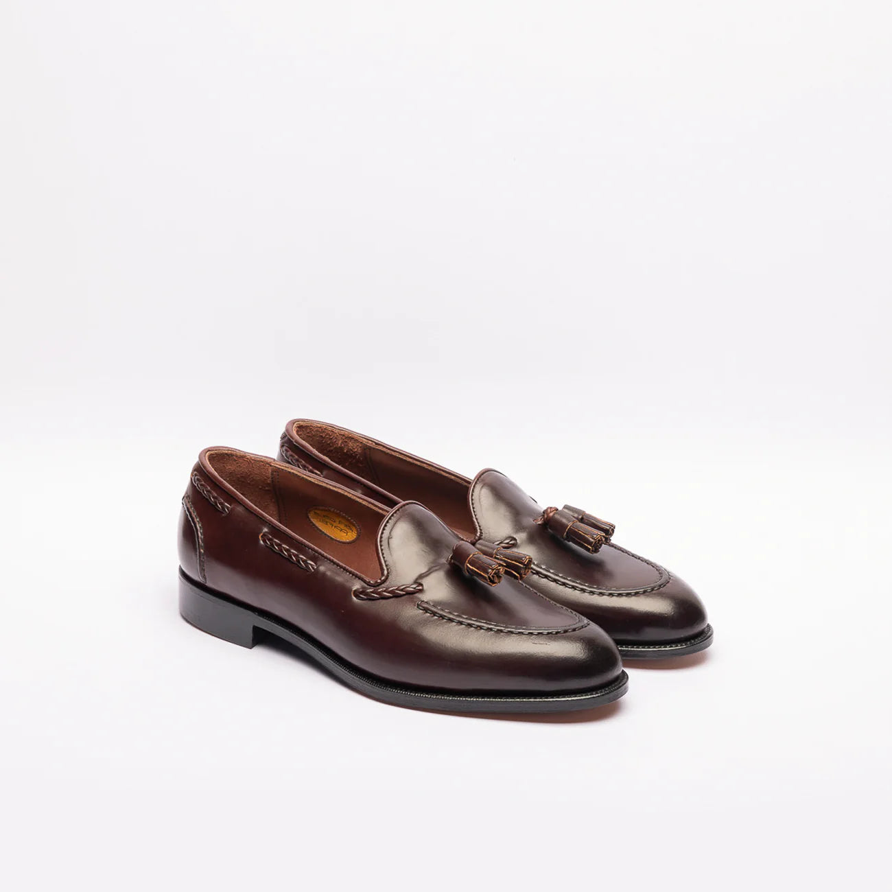 Mocassino con nappine Edward Green Belgravia in pelle di cavallo bordeaux