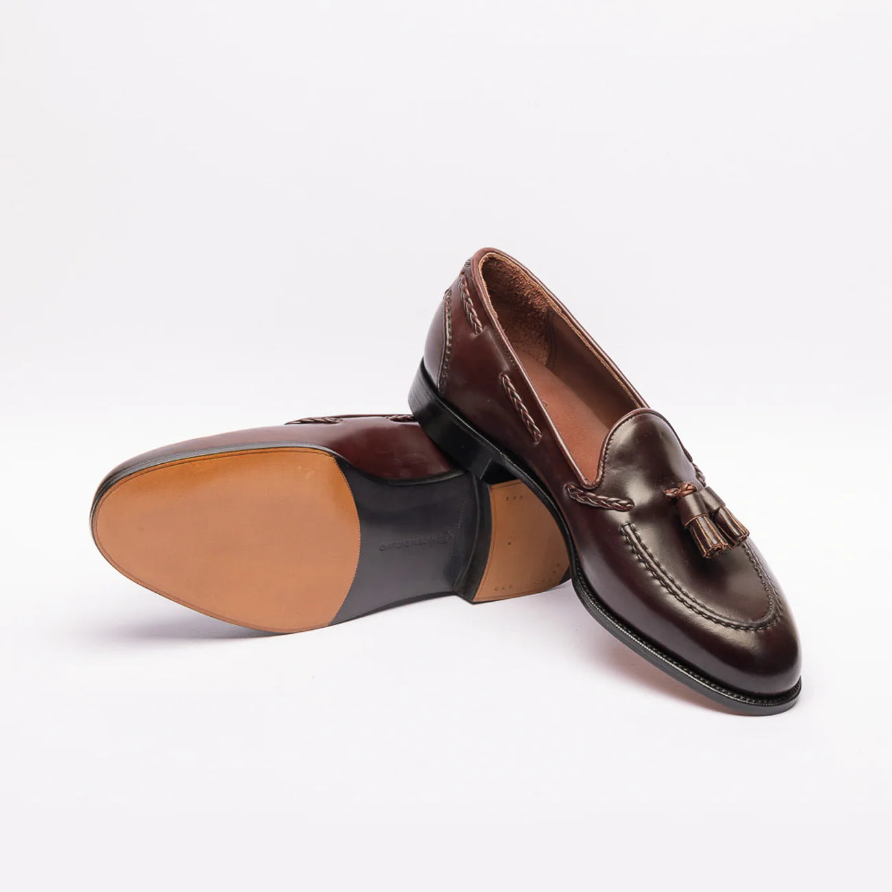 Mocassino con nappine Edward Green Belgravia in pelle di cavallo bordeaux