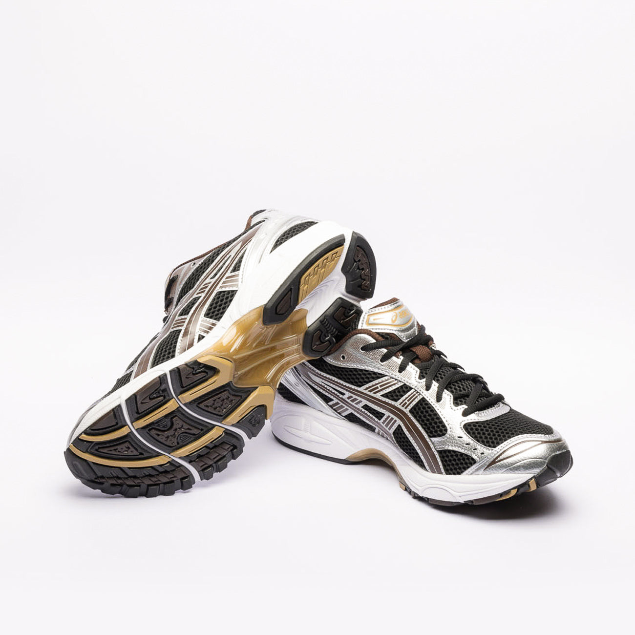 Sneaker running Asics Gel Kayano 14 in tessuto nero e pelle grigia