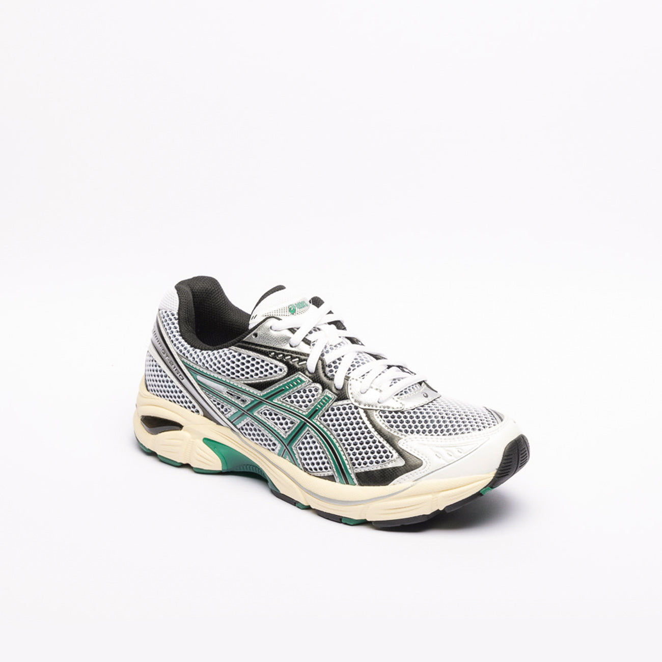 Sneaker running Asics GT-2160 in tessuto bianco e pelle verde