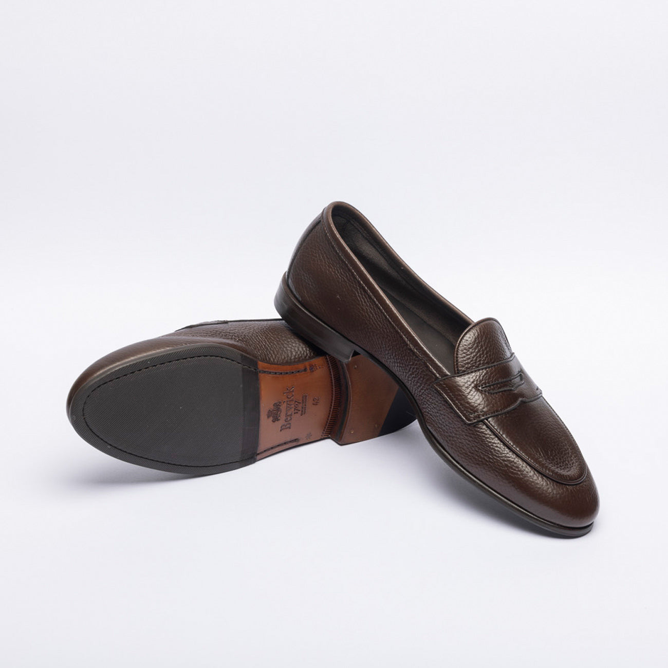 Mocassino penny Berwick 5441 in pelle martellata marrone