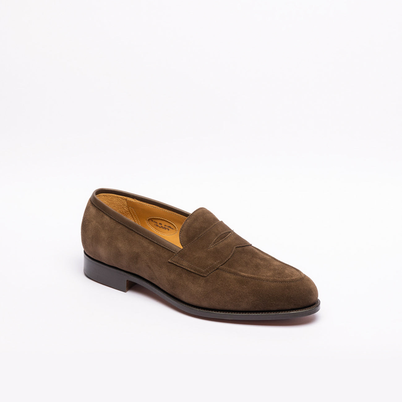 Edward Green Piccadilly penny loafer moccasin in brown suede