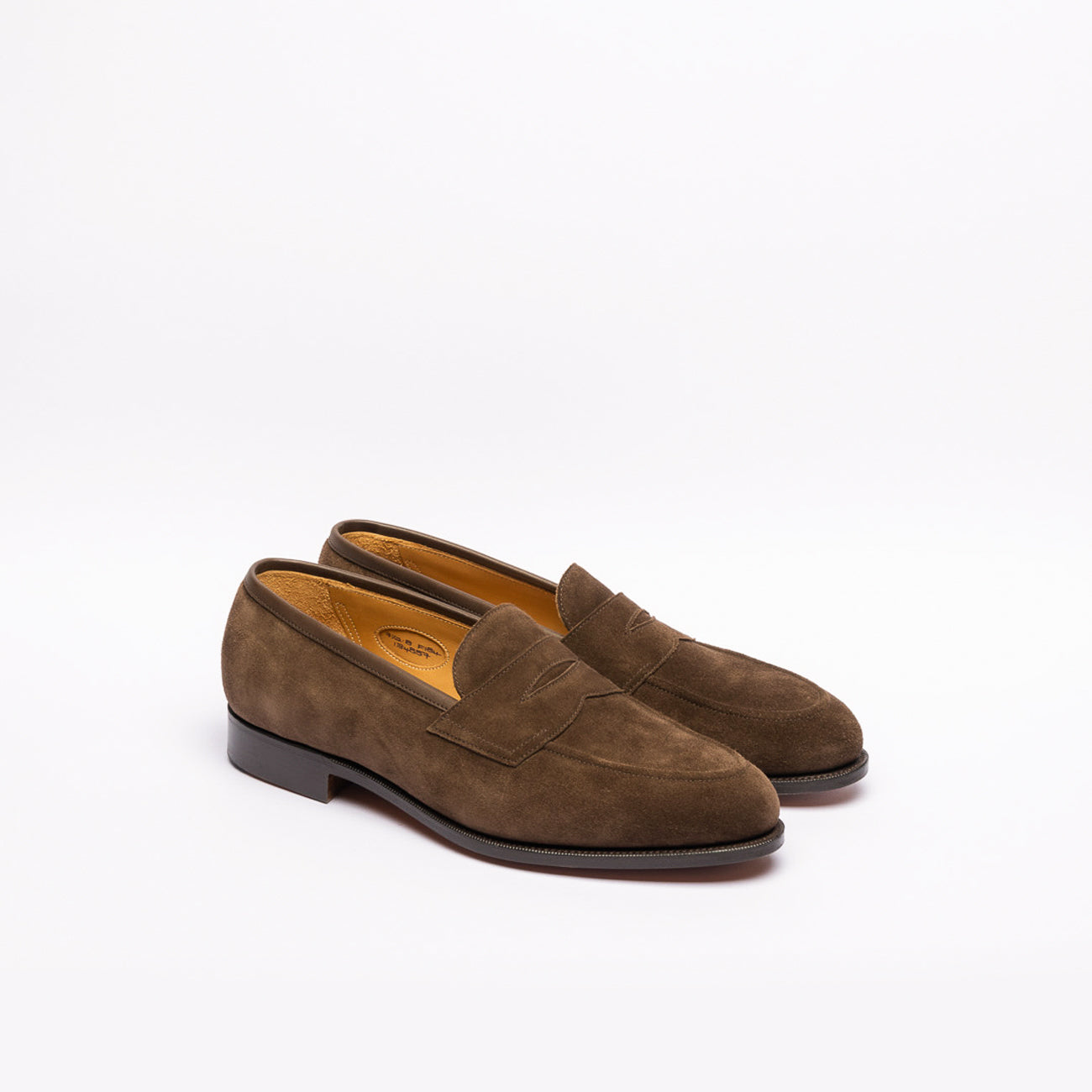 Edward Green Piccadilly penny loafer moccasin in brown suede