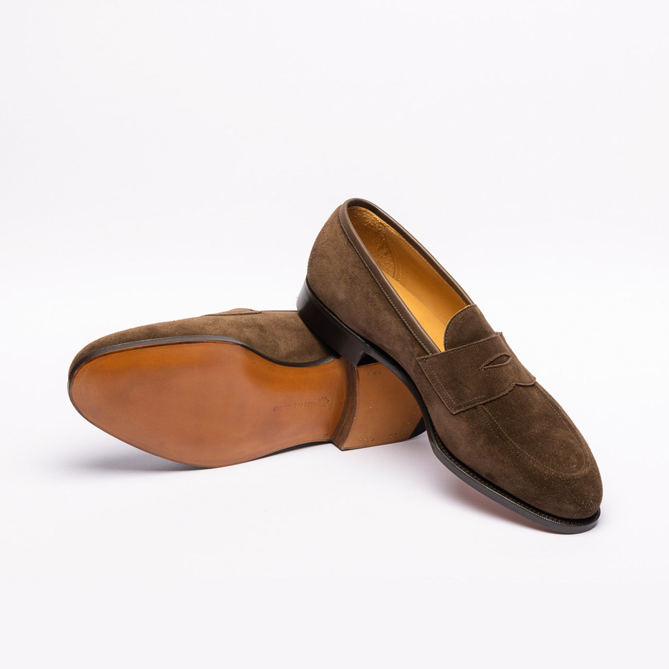 Edward Green Piccadilly penny loafer moccasin in brown suede