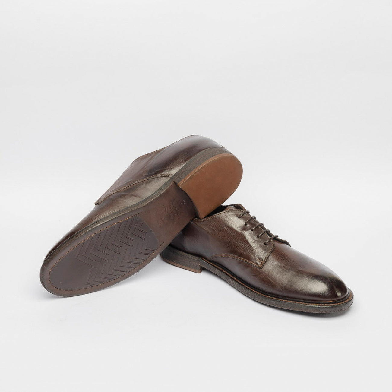 Stringata derby MOMA Word_U in pelle marrone