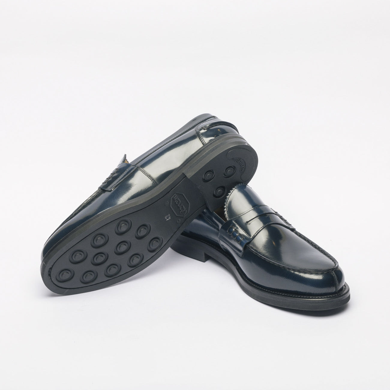 Mocassino penny Borghini GB02 in pelle spazzolata blu