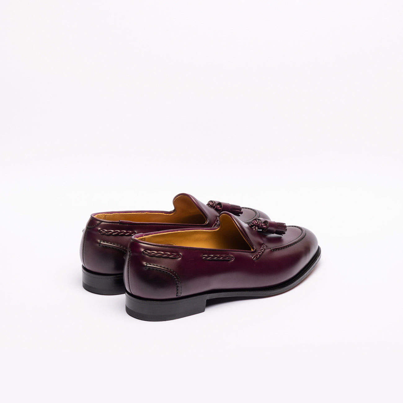 Mocassino con nappine Edward Green Belgravia in pelle bordeaux (Nightshade antique claf)