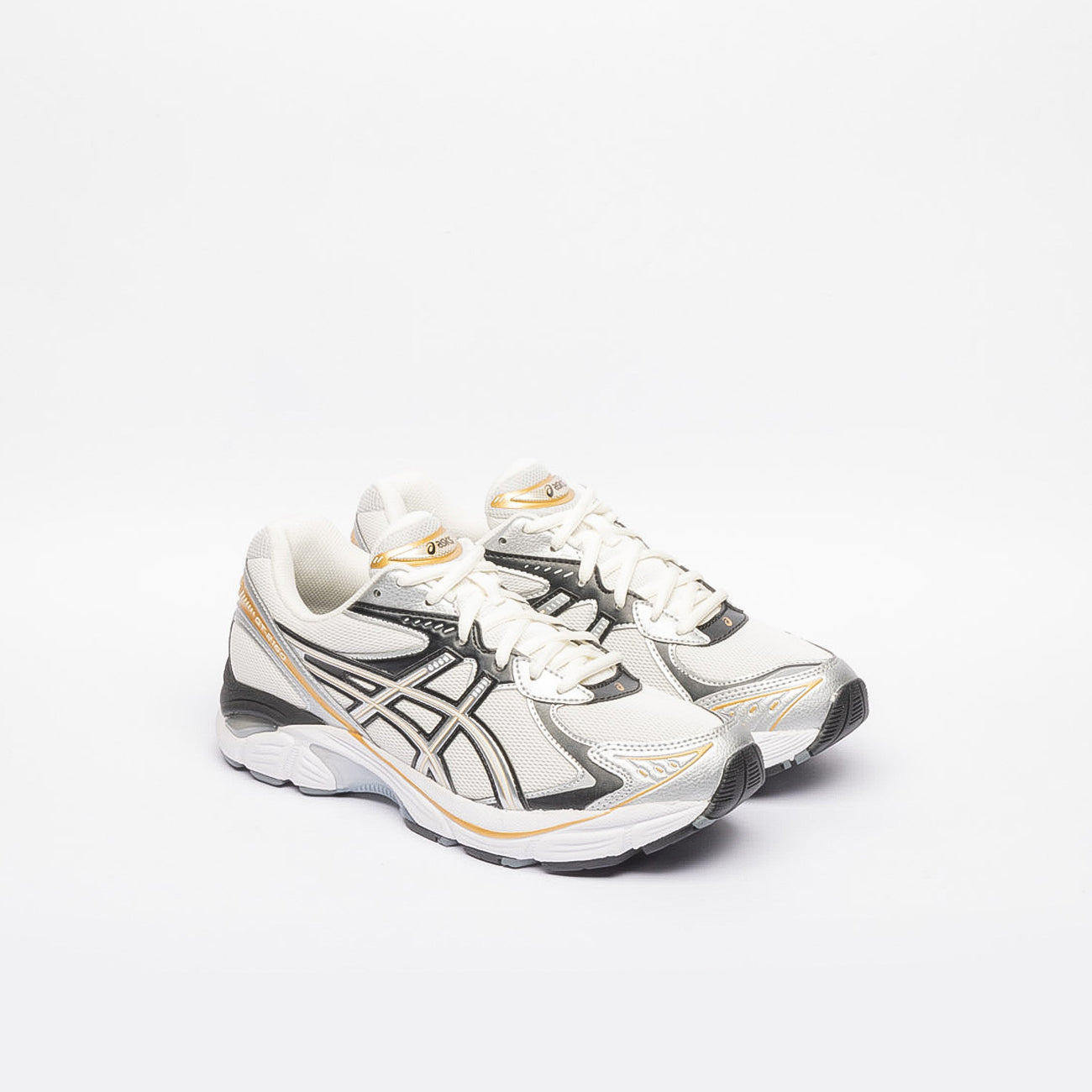 Sneaker unisex Asics GT-2160 in pelle nera e argento e tessuto bianco