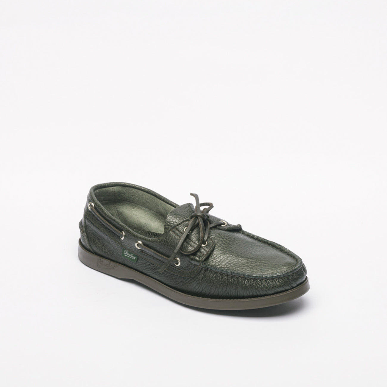 Mocassino da barca Paraboot Barth in pelle martellata verde