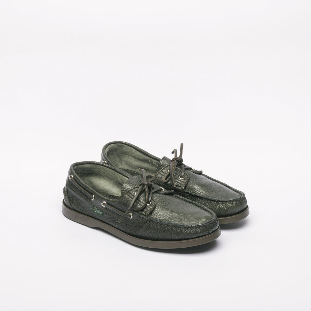 Mocassino da barca Paraboot Barth in pelle martellata verde