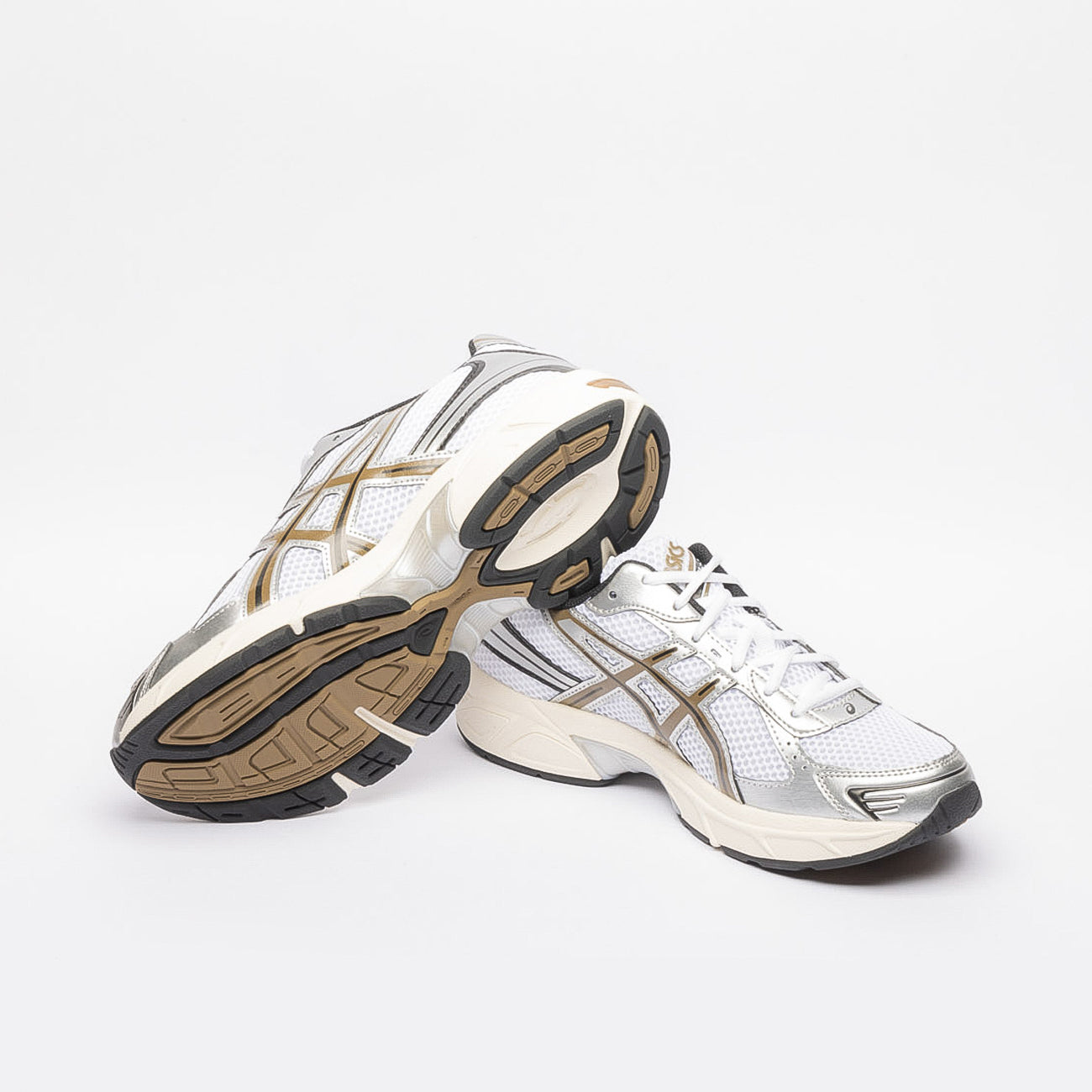 Sneaker unisex Asics Gel 1130 in pelle argento e tessuto bianco