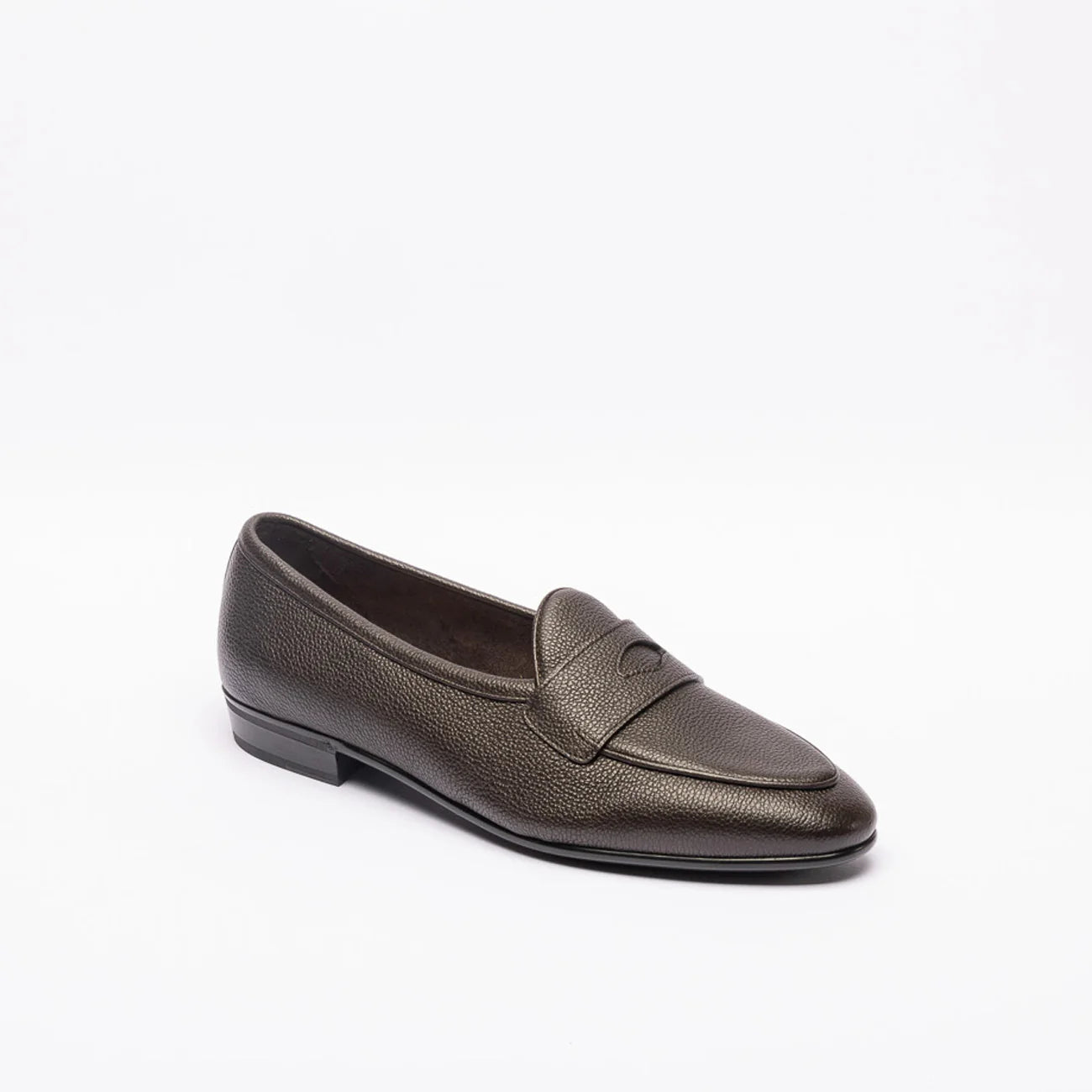Mocassino penny Baudoin & Lange in pelle martellata marrone