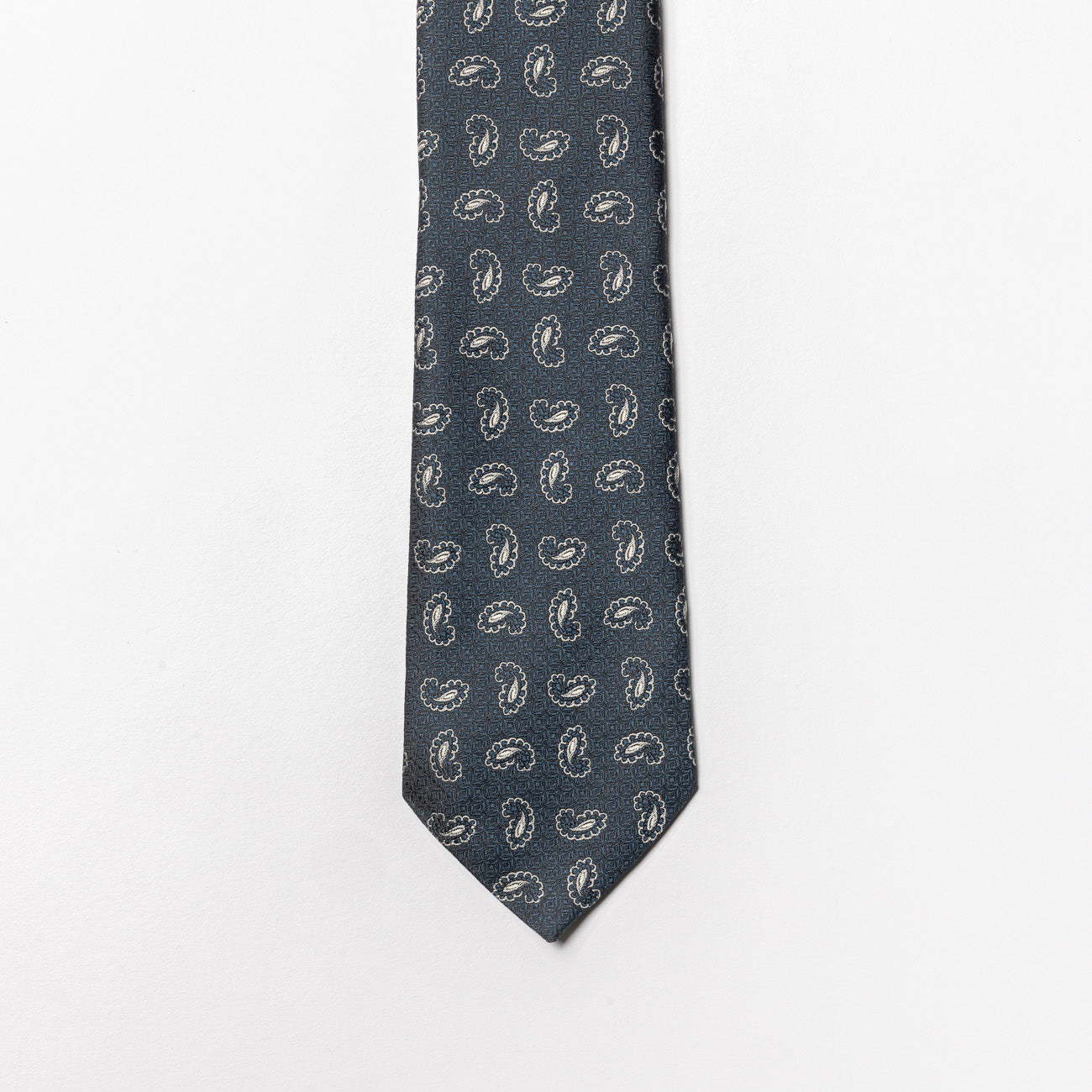 Cravatta 5 Pieghe Tailor’s and Ties in seta blu/grigia