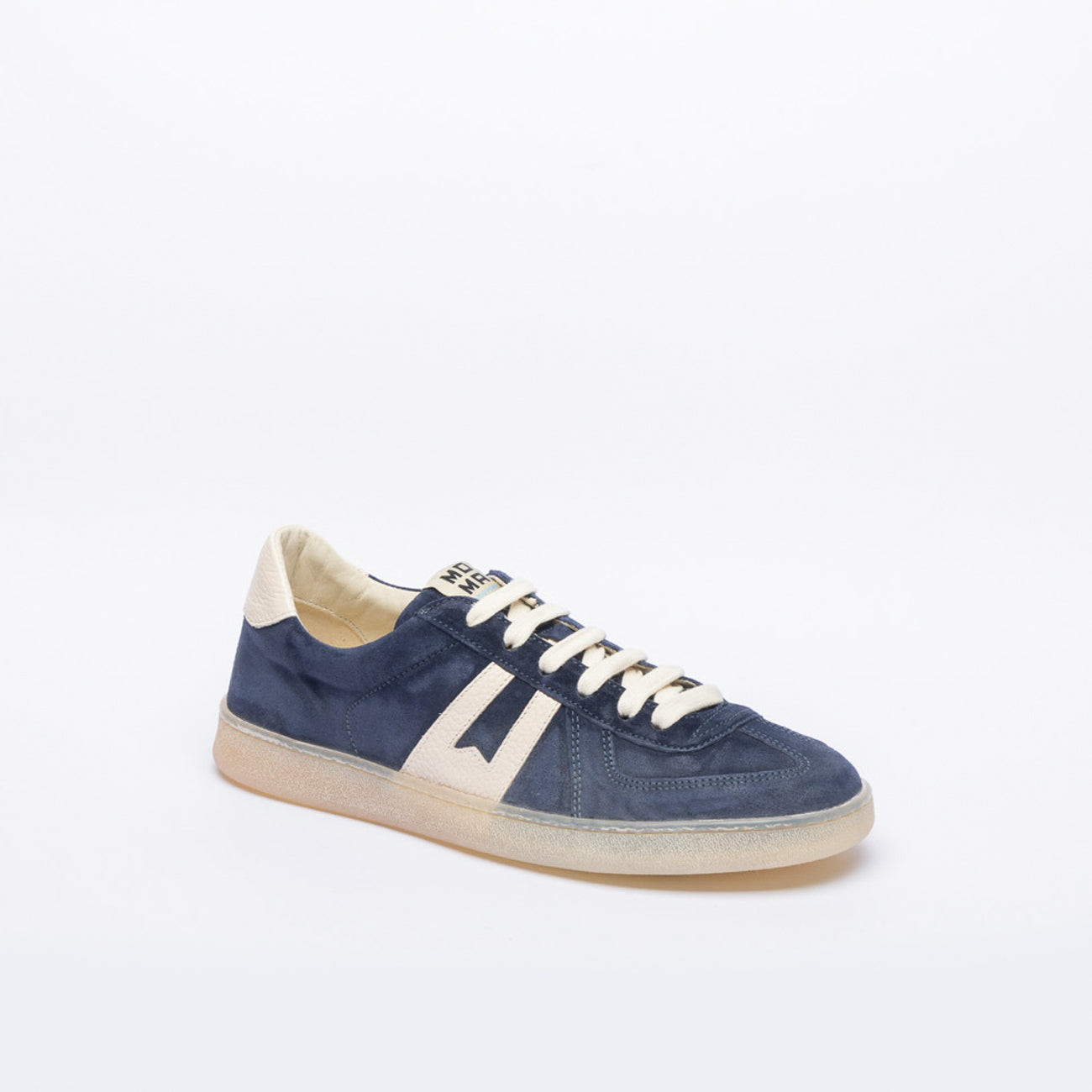 Sneaker Moma Vulcano in camoscio blu e logo bianco