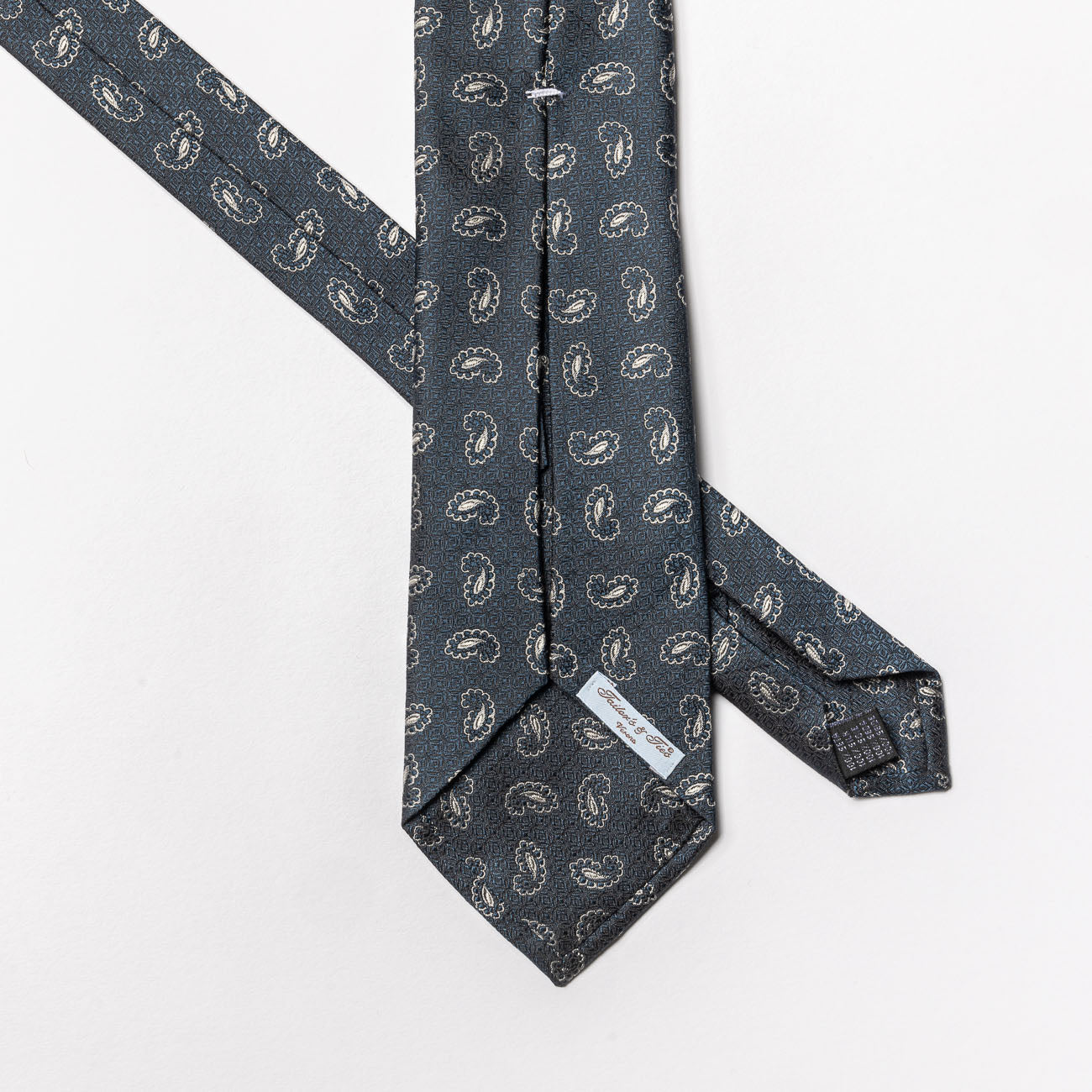 Cravatta 5 Pieghe Tailor’s and Ties in seta blu/grigia