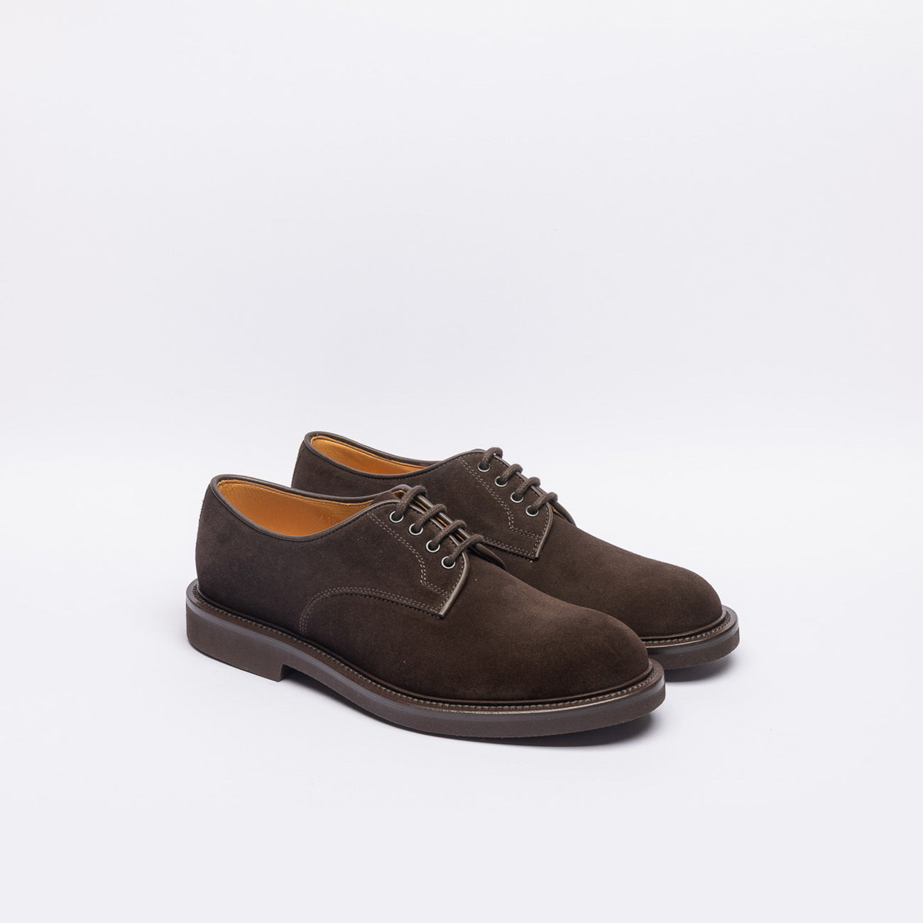 Stringata derby Borghini 470 in camoscio marrone (Suola in gomma)