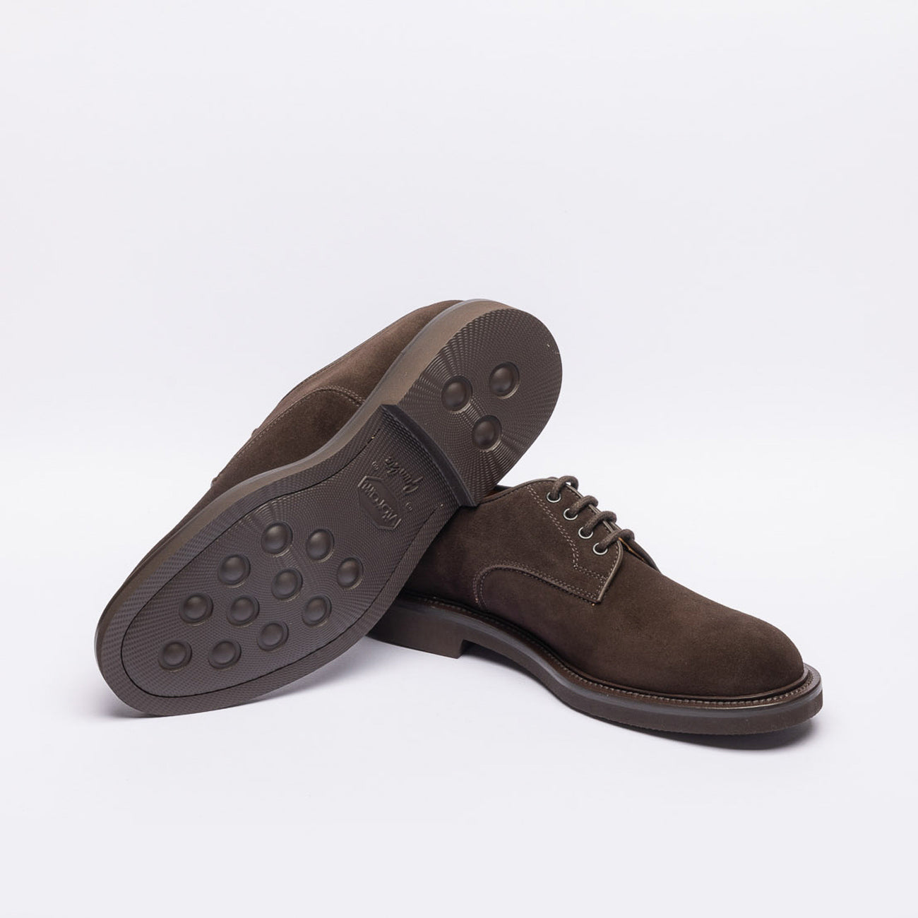Stringata derby Borghini 470 in camoscio marrone (Suola in gomma)
