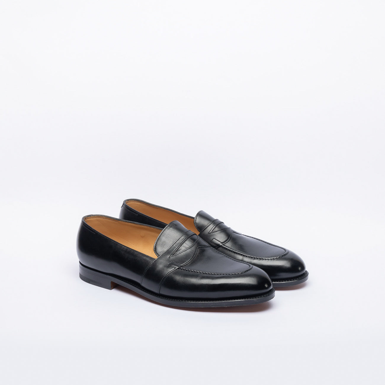 John Lobb Fencote penny loafer moccasin in black leather