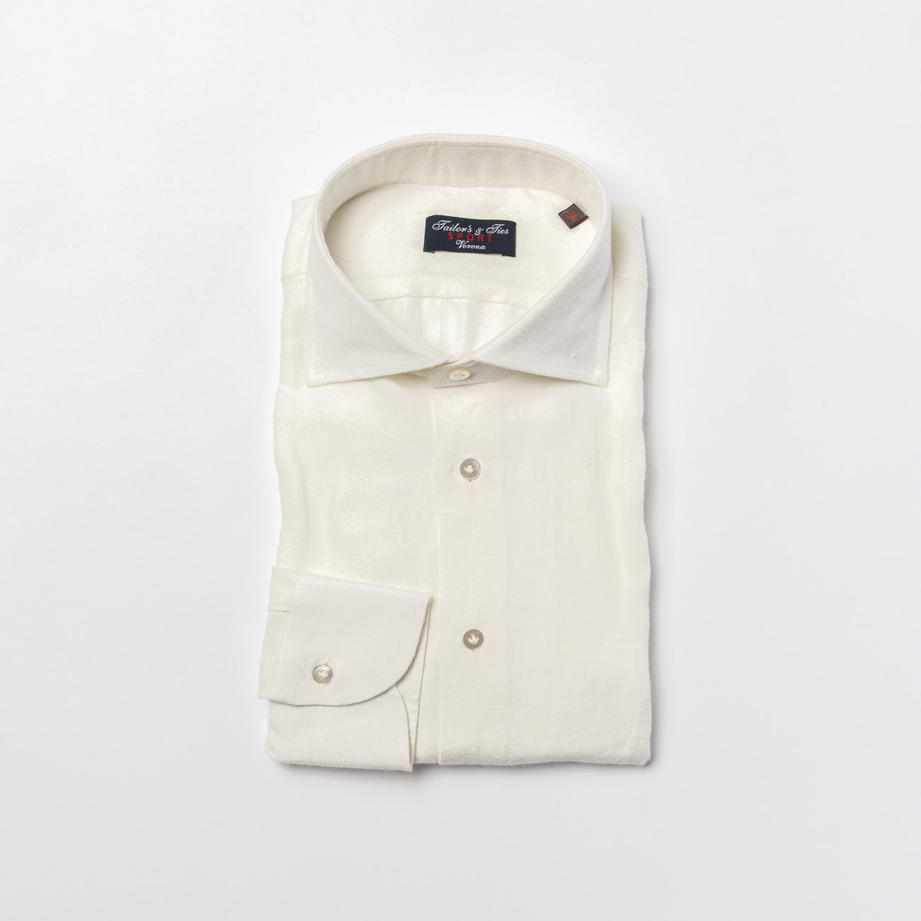 Camicia classica Tailor's & Ties in cotone e cashmere bianco