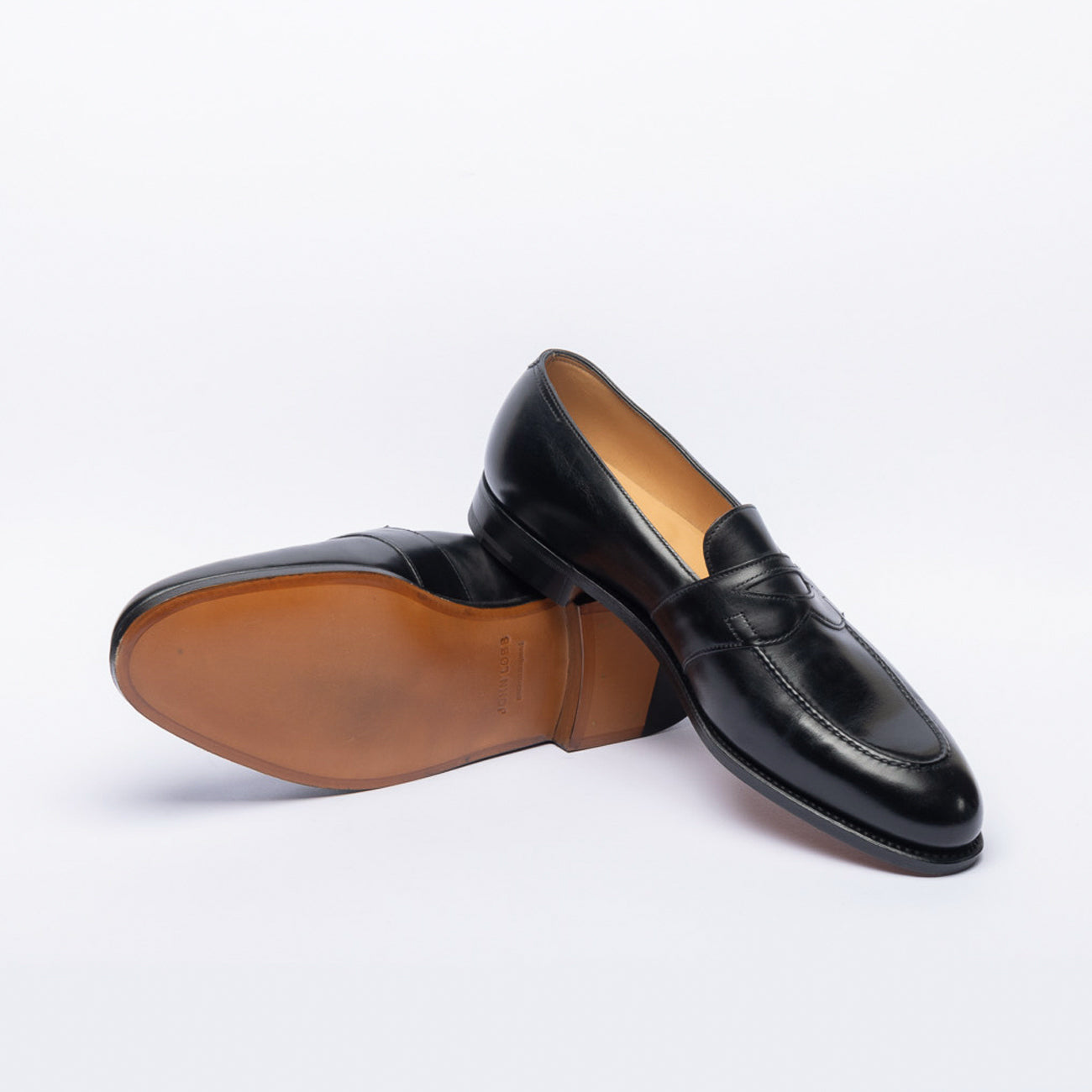 John Lobb Fencote penny loafer moccasin in black leather