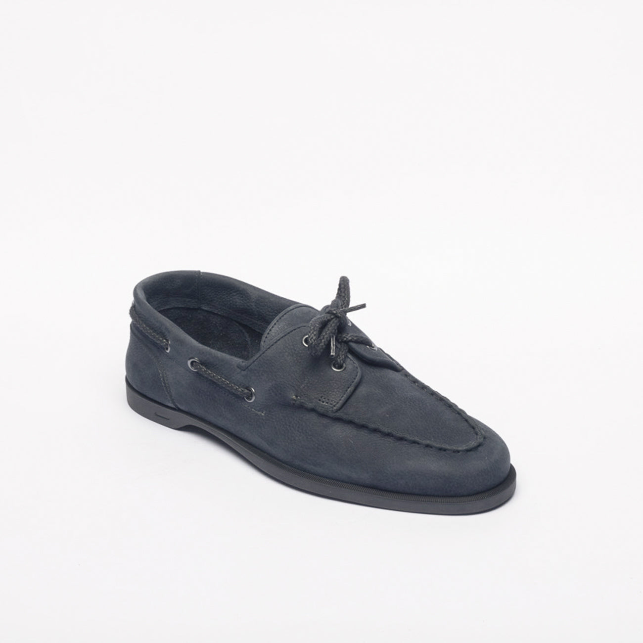 Mocassino da barca John Lobb Foil in nabuk blu