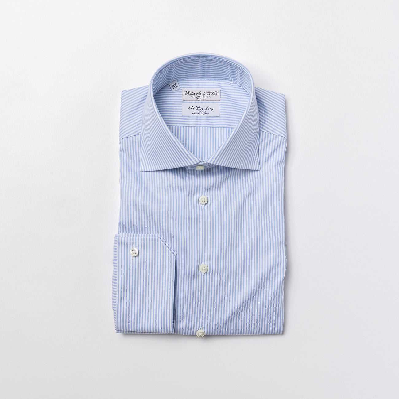 Camicia classica Tailor's & Ties in cotone a righe bianco e azzurro
