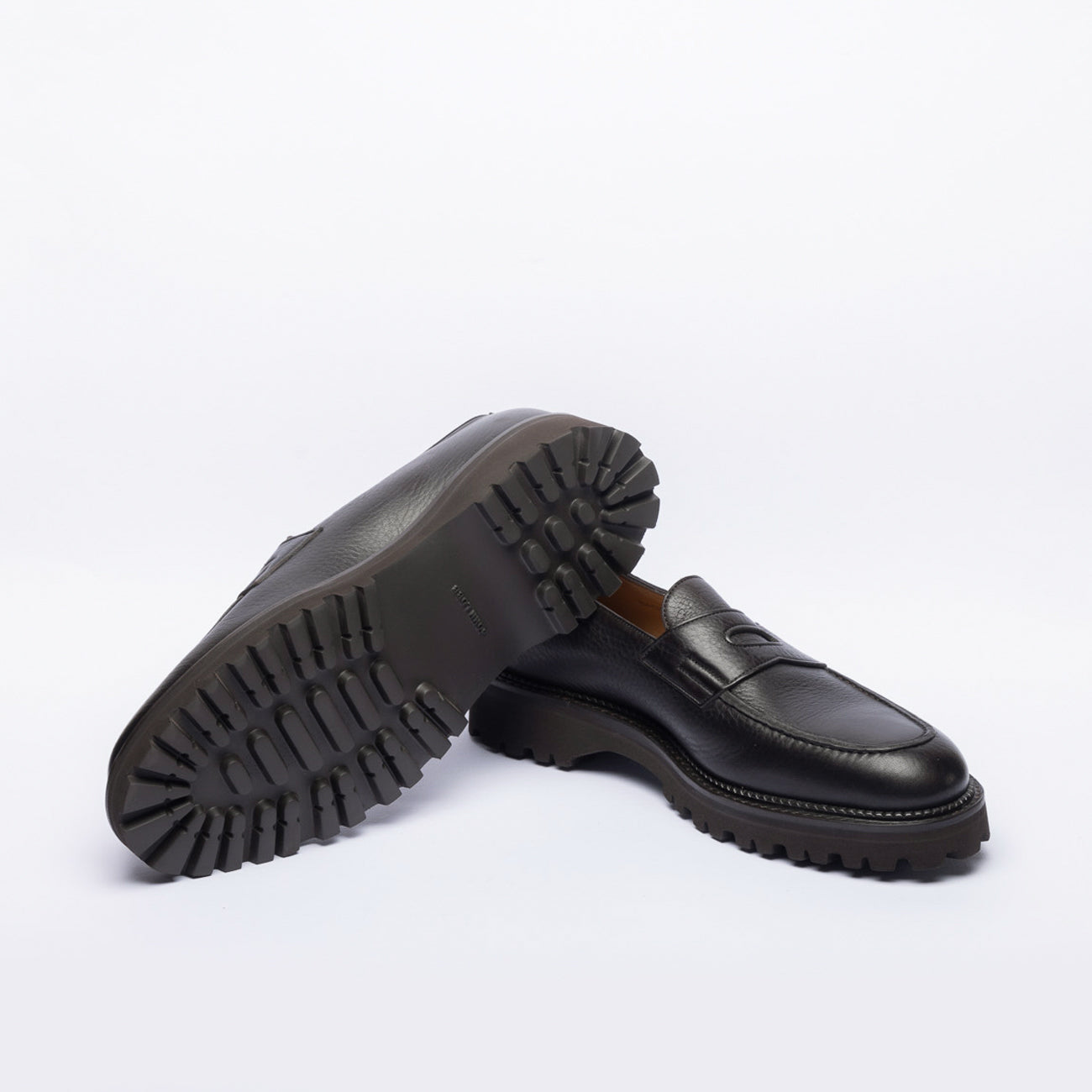 Mocassino penny John Lobb Lopez in pelle martellata marrone (Suola in gomma)