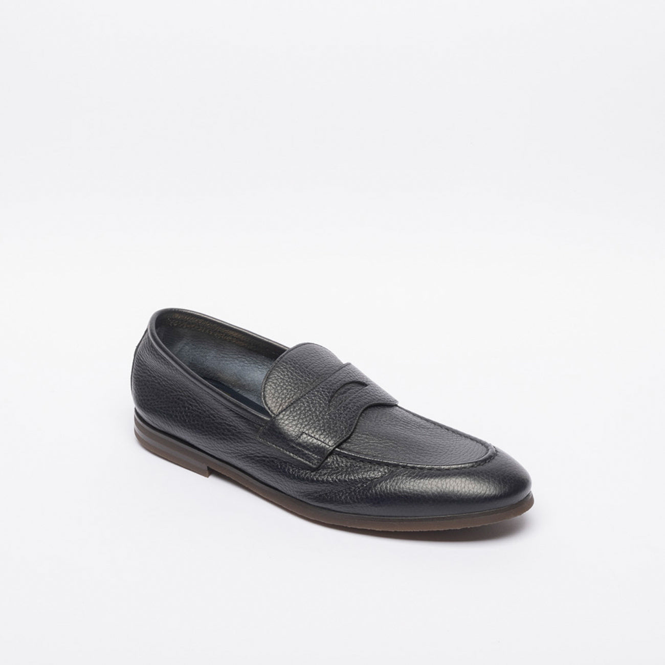 Mocassino penny Barrett 221U021 in pelle martellata blu