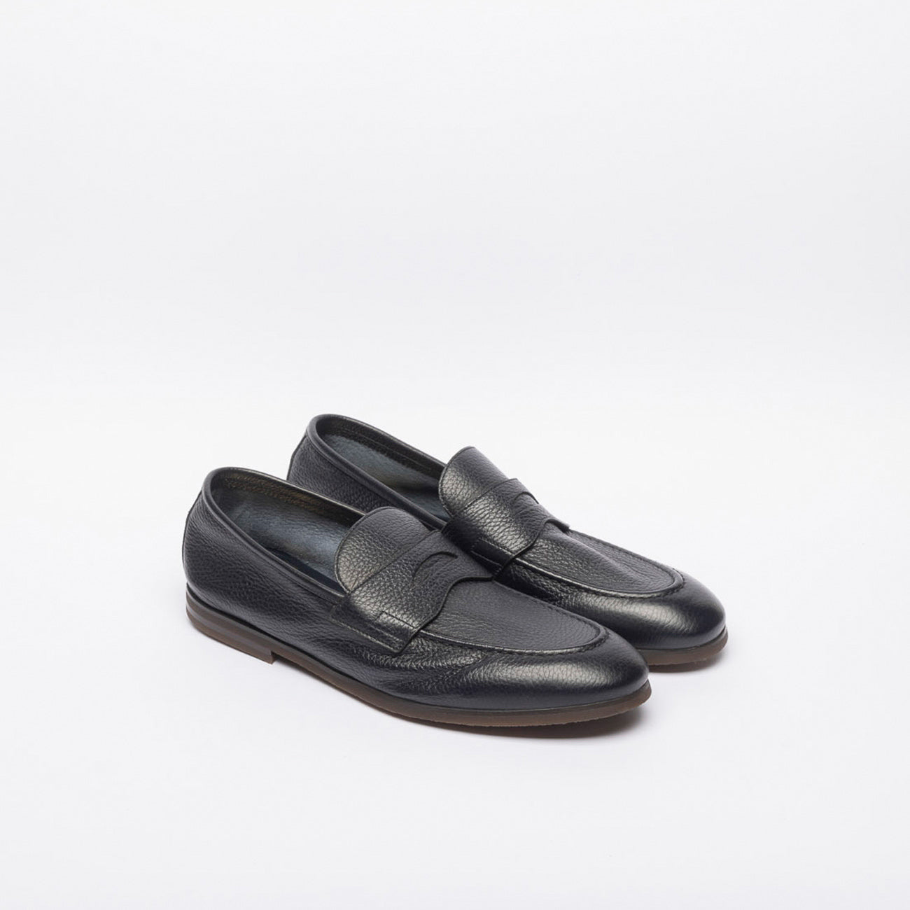 Mocassino penny Barrett 221U021 in pelle martellata blu