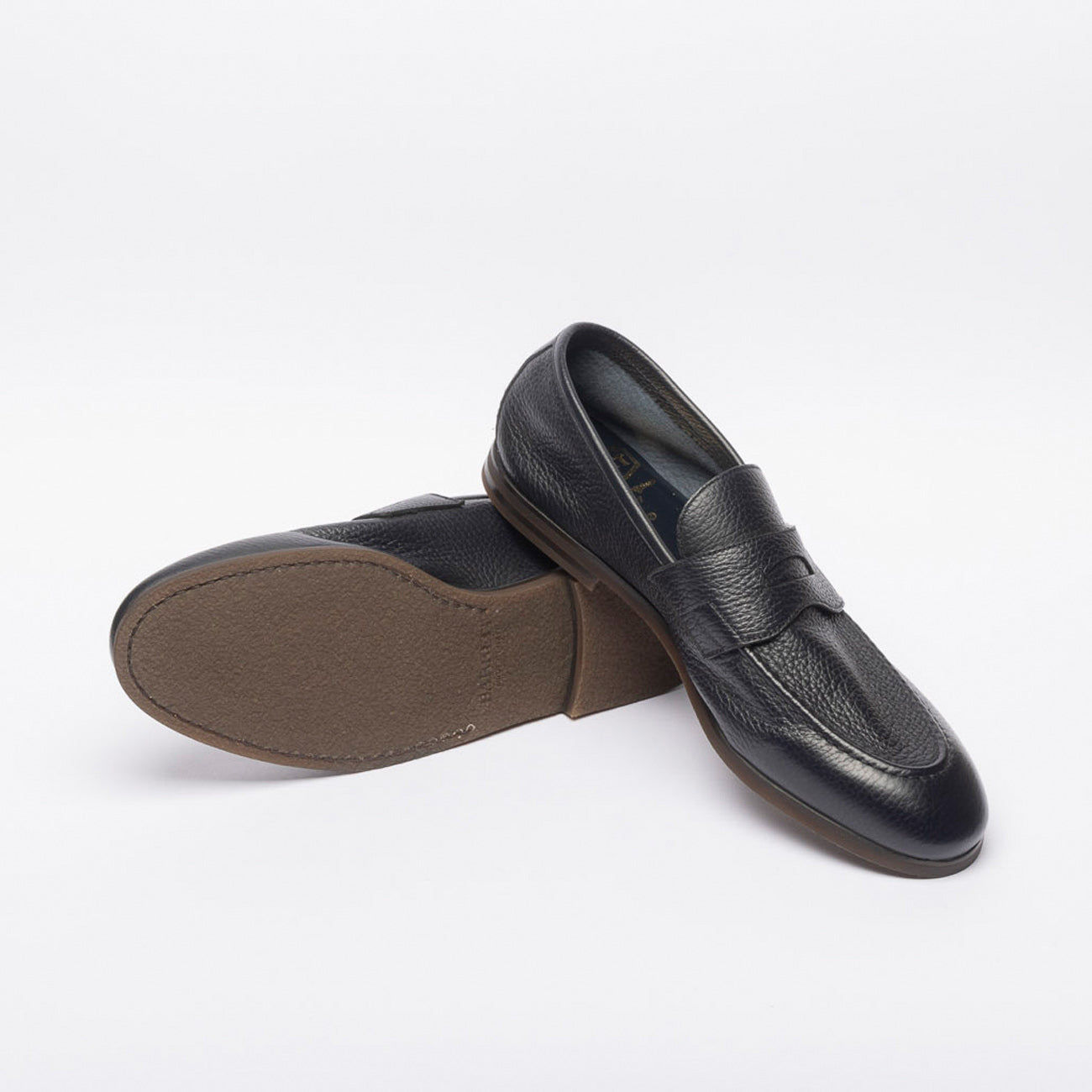 Mocassino penny Barrett 221U021 in pelle martellata blu